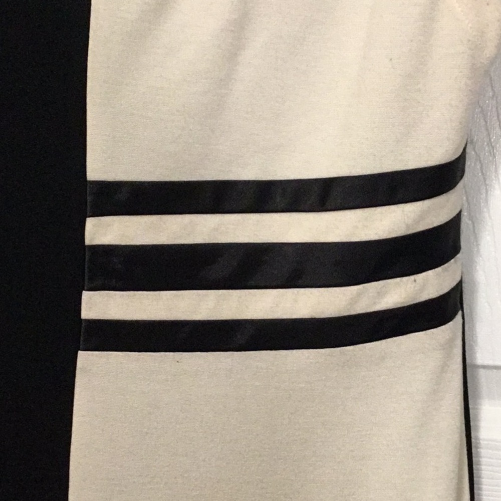 YOANA BARASCHI Black White Stretch Colorblock Sheath Dress Office Cocktail L - Picture 6 of 11